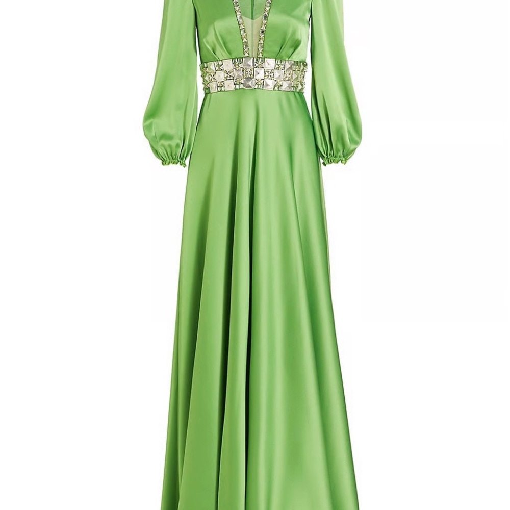 Jenny Packman Merida Beaded Satin Gown
